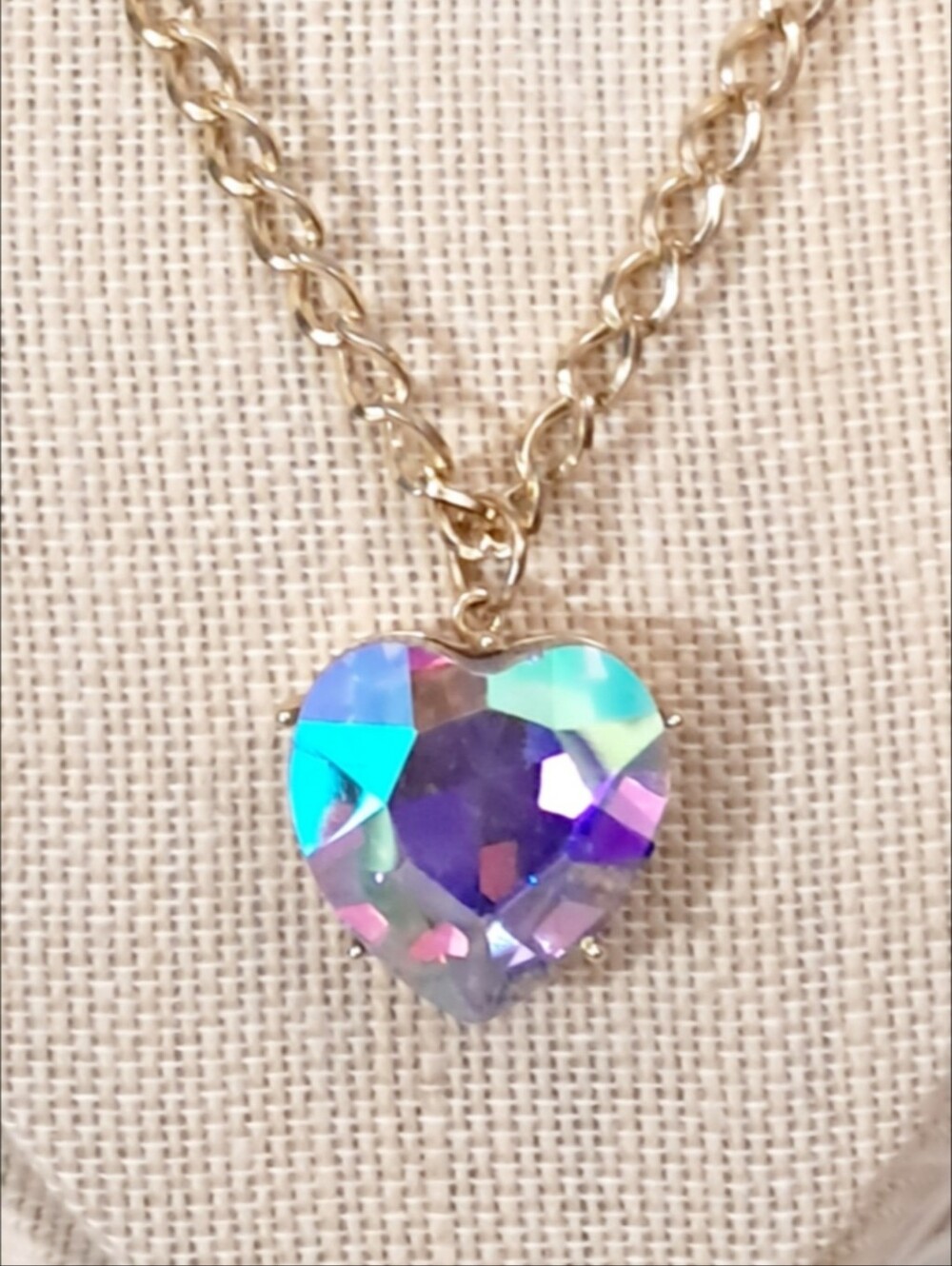 Vintage Iridescent Heart Necklace